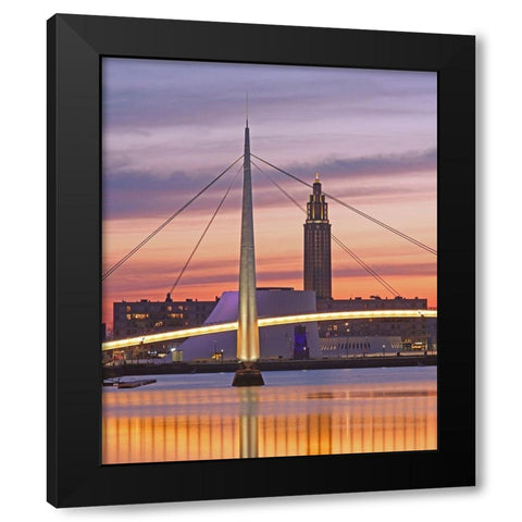 Bassin du Commerce bridge-Le Havre-France Black Modern Wood Framed Art Print with Double Matting by Bartel, Alex