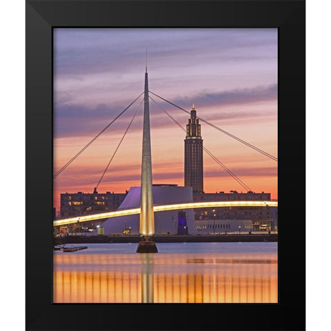 Bassin du Commerce bridge-Le Havre-France Black Modern Wood Framed Art Print by Bartel, Alex