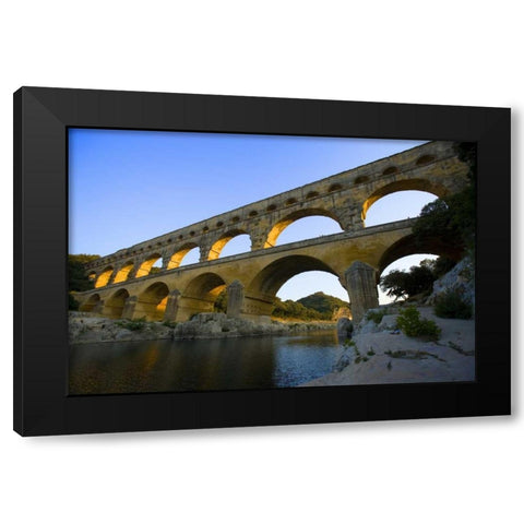 France, Avignon The Pont du Gard Roman aqueduct Black Modern Wood Framed Art Print by Zuckerman, Jim