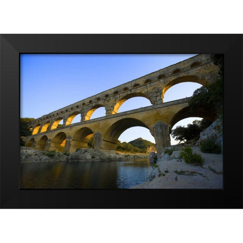 France, Avignon The Pont du Gard Roman aqueduct Black Modern Wood Framed Art Print by Zuckerman, Jim