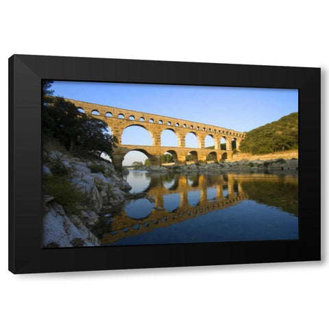 France, Avignon The Pont du Gard Roman aqueduct Black Modern Wood Framed Art Print with Double Matting by Zuckerman, Jim