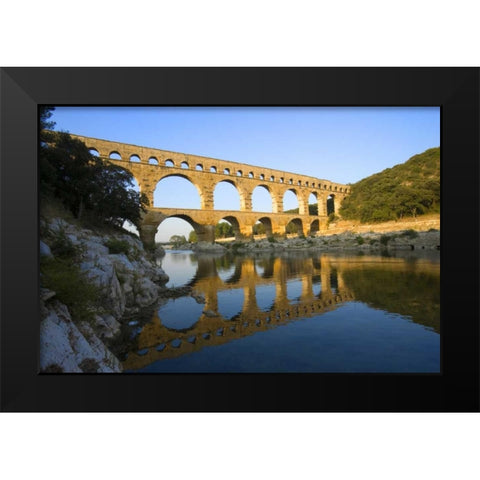 France, Avignon The Pont du Gard Roman aqueduct Black Modern Wood Framed Art Print by Zuckerman, Jim