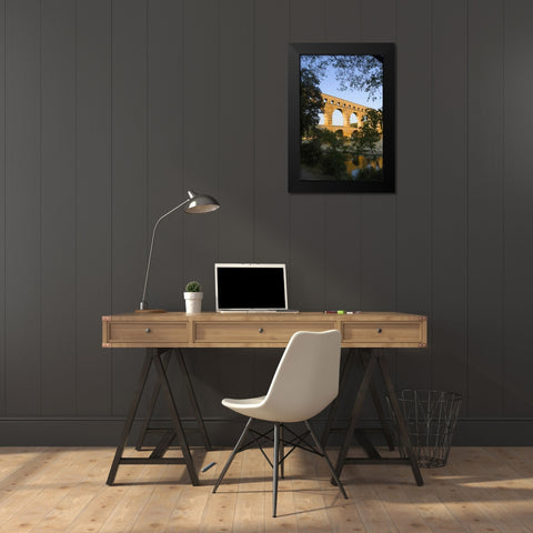 France, Avignon The Pont du Gard Roman aqueduct Black Modern Wood Framed Art Print by Zuckerman, Jim