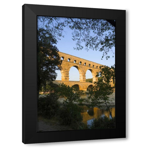 France, Avignon The Pont du Gard Roman aqueduct Black Modern Wood Framed Art Print by Zuckerman, Jim
