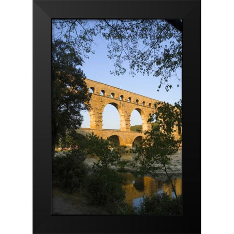 France, Avignon The Pont du Gard Roman aqueduct Black Modern Wood Framed Art Print by Zuckerman, Jim