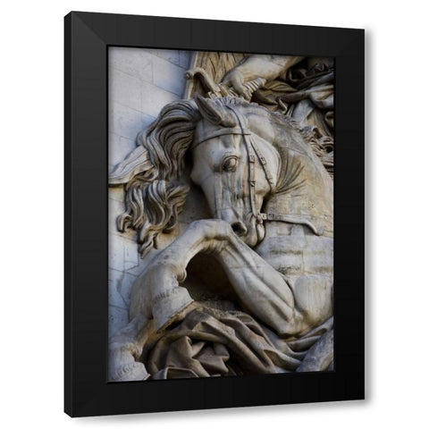 France, Paris Horse head on the Arc de Triomphe Black Modern Wood Framed Art Print by Zuckerman, Jim