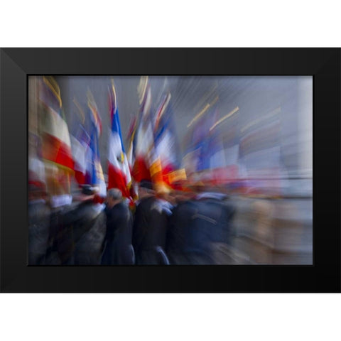 France, Paris Ceremony at the Arc de Triomphe Black Modern Wood Framed Art Print by Zuckerman, Jim