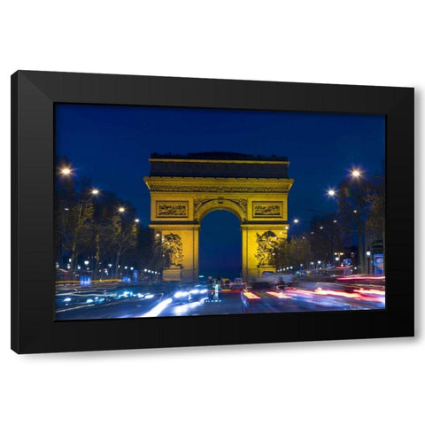 France, Paris The Arc de Triomphe at twilight Black Modern Wood Framed Art Print by Zuckerman, Jim