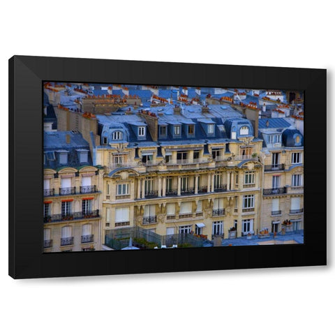 France, Paris Aerial cityscape of downtown Paris Black Modern Wood Framed Art Print with Double Matting by Zuckerman, Jim
