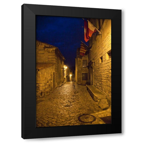France, Provence Flags over street in castle Black Modern Wood Framed Art Print with Double Matting by Lord, Fred