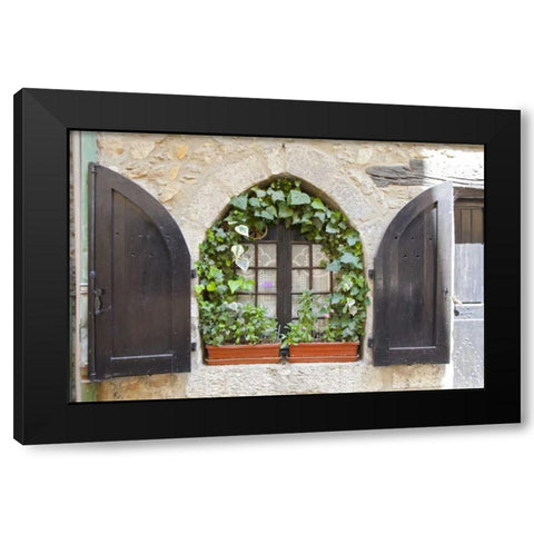 France, Provence, Vence Window and shutters Black Modern Wood Framed Art Print by Lord, Fred