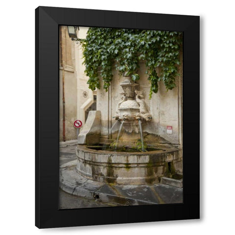 France, Provence, Water fountain on street corner Black Modern Wood Framed Art Print with Double Matting by Lord, Fred