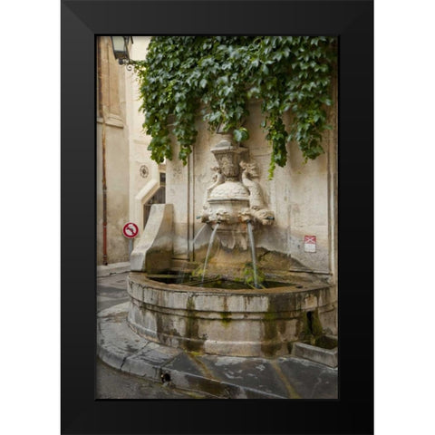 France, Provence, Water fountain on street corner Black Modern Wood Framed Art Print by Lord, Fred