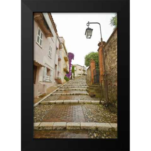 France, Provence, Cannes Rain-covered steps Black Modern Wood Framed Art Print by Lord, Fred