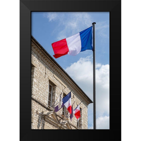 France-Giverny Flags of France in town  Black Modern Wood Framed Art Print by Jaynes Gallery