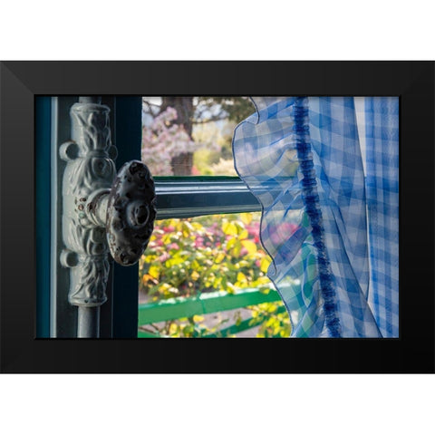 France-Giverny Looking out at garden from kitchen in Monets house  Black Modern Wood Framed Art Print by Jaynes Gallery