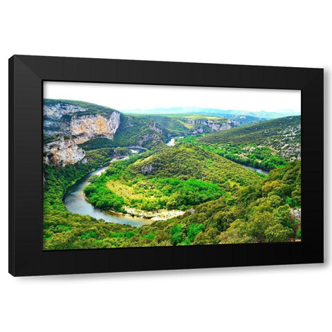 The Gorges de lArdeche near Pas du Mousse-France Black Modern Wood Framed Art Print by Brack, Dennis