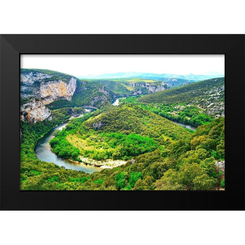 The Gorges de lArdeche near Pas du Mousse-France Black Modern Wood Framed Art Print by Brack, Dennis