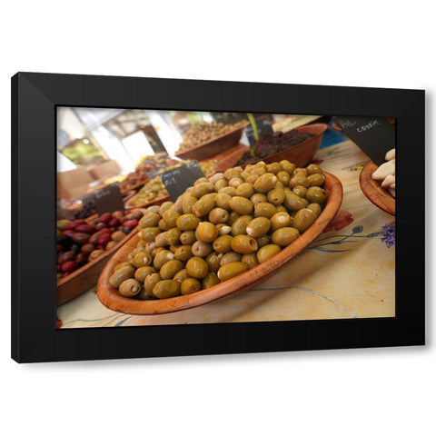 Olives in the Sunday market in Beaune-France Black Modern Wood Framed Art Print by Brack, Dennis