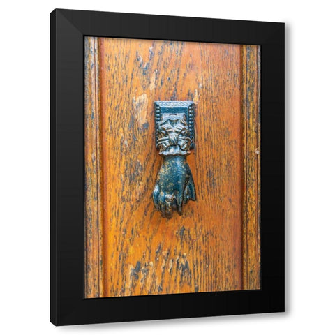 France-Dordogne-Hautefort A metal door knocker in the shape of a hand in the town of Hautefort Black Modern Wood Framed Art Print with Double Matting by Wilson, Emily