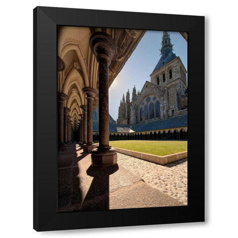 Abbey at Mont Saint-Michel on the Normandy coast of France Black Modern Wood Framed Art Print by Steve Mohlenkamp