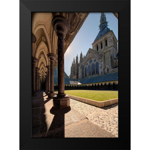 Abbey at Mont Saint-Michel on the Normandy coast of France Black Modern Wood Framed Art Print by Steve Mohlenkamp