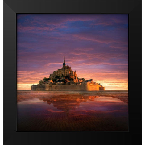 Mont Saint-Michel on the Normandy coast of France Black Modern Wood Framed Art Print by Steve Mohlenkamp