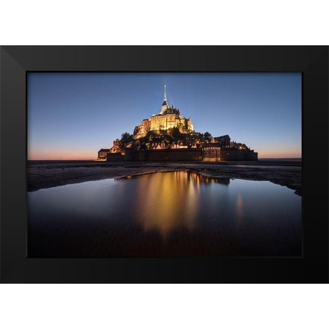 Mont Saint-Michel on the Normandy coast of France Black Modern Wood Framed Art Print by Steve Mohlenkamp