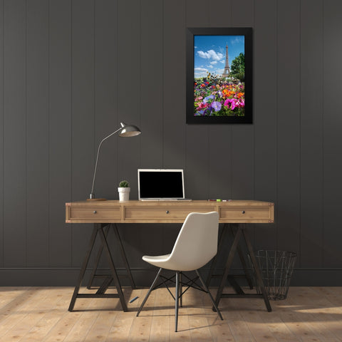 Fall and Eiffel Tower in Paris-France Black Modern Wood Framed Art Print by Steve Mohlenkamp