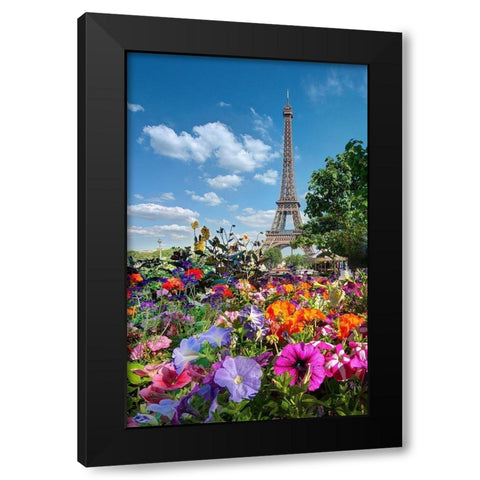 Fall and Eiffel Tower in Paris-France Black Modern Wood Framed Art Print by Steve Mohlenkamp