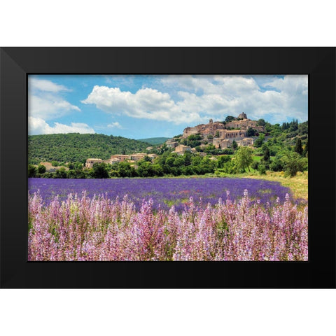 Lavender bloom near Sault in the south of France Black Modern Wood Framed Art Print by Steve Mohlenkamp