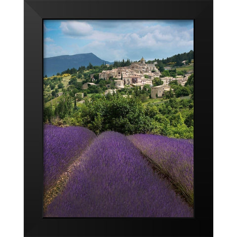 Lavender bloom near Sault in the south of France Black Modern Wood Framed Art Print by Steve Mohlenkamp