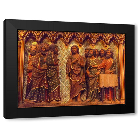 Jesus Christ Twelve Disciples Wooden Panel statues Sculpture-Notre Dame Cathedral-Paris-France  Black Modern Wood Framed Art Print with Double Matting by Perry, William