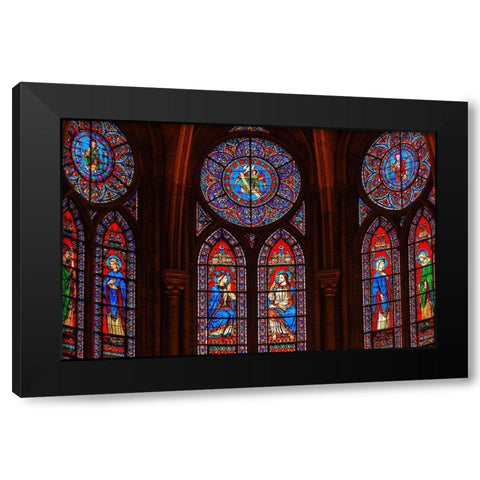 Jesus Christ Mary Angels stained glass-Notre Dame Cathedral-Paris-France  Black Modern Wood Framed Art Print with Double Matting by Perry, William