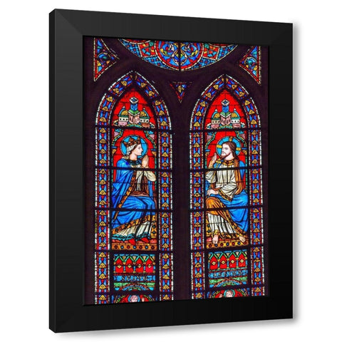 Jesus Christ Mary stained glass-Notre Dame Cathedral-Paris-France  Black Modern Wood Framed Art Print with Double Matting by Perry, William
