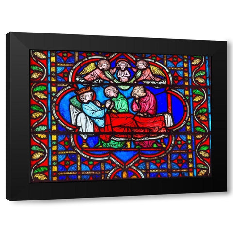 King Death Bed Angels Medieval Stories stained glass-Notre Dame Cathedral-Paris-France  Black Modern Wood Framed Art Print with Double Matting by Perry, William