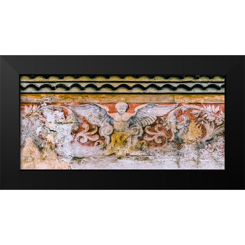 Angel fresco- Nimes Cathedral- Gard- France. Catholic church created 1100 AD Black Modern Wood Framed Art Print by Perry, William