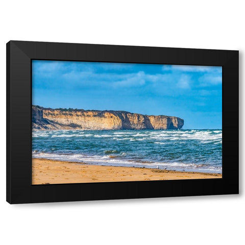 High cliffs- Omaha Beach- Normandy- France. Black Modern Wood Framed Art Print by Perry, William