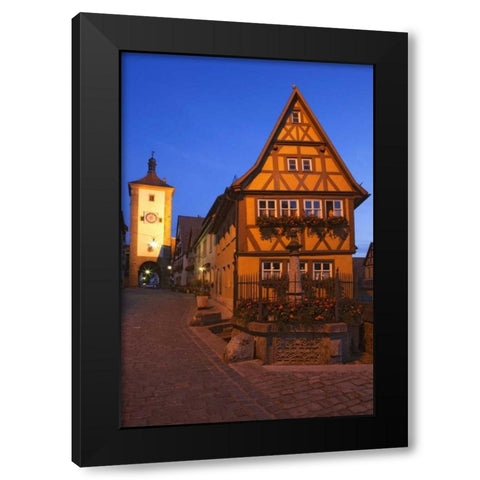 Germany, Rothenburg Siebers Tower with clock Black Modern Wood Framed Art Print by Flaherty, Dennis