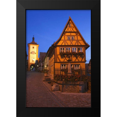 Germany, Rothenburg Siebers Tower with clock Black Modern Wood Framed Art Print by Flaherty, Dennis