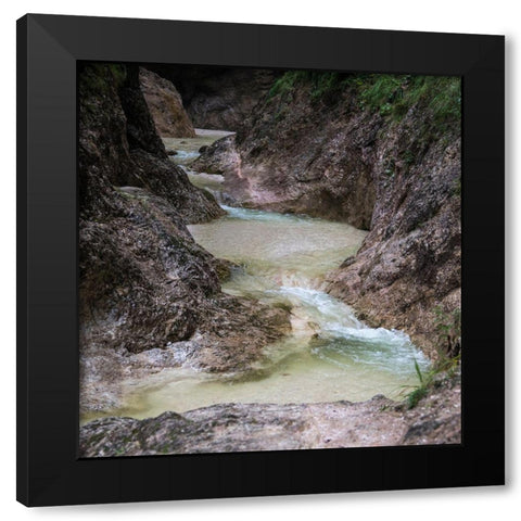 Germany-Berchtesgaden-Almbach Gorge and Waterfall Black Modern Wood Framed Art Print with Double Matting by Looney, Hollice
