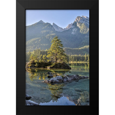 Germany-Bavaria-Ramsau bei Berchtesgaden-Lake Hintersee in Morning Light Black Modern Wood Framed Art Print by Looney, Hollice