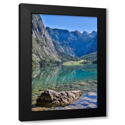 Germany-Bavaria-Schoenau am Konigssee-Lake Obersee Black Modern Wood Framed Art Print by Looney, Hollice