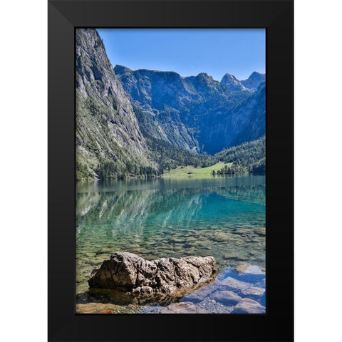 Germany-Bavaria-Schoenau am Konigssee-Lake Obersee Black Modern Wood Framed Art Print by Looney, Hollice