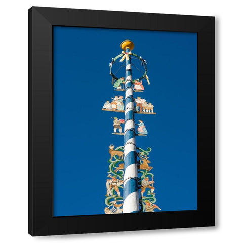 Traditional Bavarian maypole (Maibaum) Village Schliersee in the Bavarian Alps-Bavaria-Germany Black Modern Wood Framed Art Print with Double Matting by Zwick, Martin