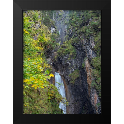 Waterfall in gorge of Gaisalpbach near Oberstdorf in the Allgau-Germany-Bavaria Black Modern Wood Framed Art Print by Zwick, Martin