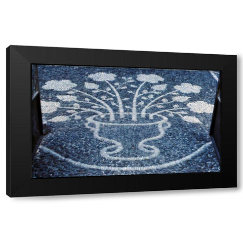 Greece, Santorini Pebble floral decoration Black Modern Wood Framed Art Print with Double Matting by Noble Gardner, Nancy
