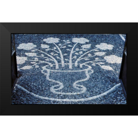 Greece, Santorini Pebble floral decoration Black Modern Wood Framed Art Print by Noble Gardner, Nancy