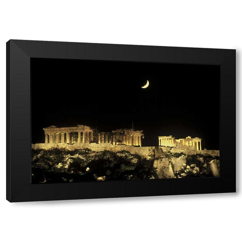 Greece, Athens Moonrise over the Parthenon Black Modern Wood Framed Art Print by Noble Gardner, Nancy