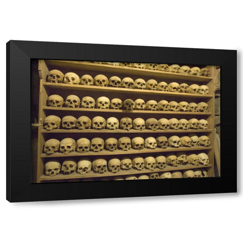 Greece, Meteora Skull at Grand Meteora Monastery Black Modern Wood Framed Art Print by Young, Bill